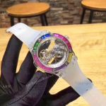 2019 Hublot Unico Sapphire Replica Watch Transparent Case Rainbow Bezel